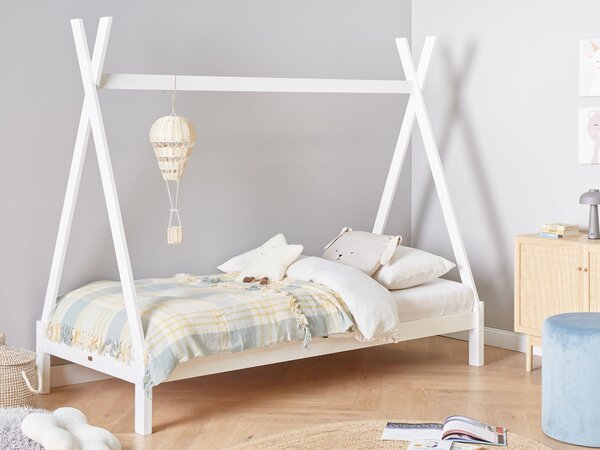 Detská posteľ teepee biela borovicové drevo 90 x 200 cm jednolôžko pre deti lamelový rám postele