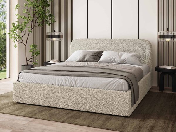 Manželská čalúnená posteľ s úložným priestorom Benira Q 140x200 - béžová