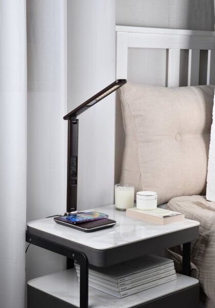 Brilagi-LED Stmievateľná LED lampa REGINA s bezdrôtovým nabíjaním, 8,5 W, 230 V, hnedá