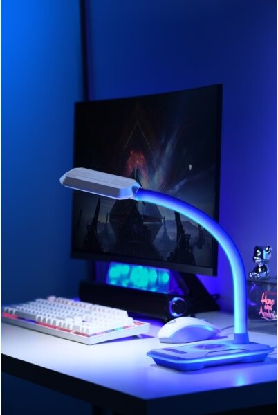 Immax 08989L - LED RGBW Stmievateľná stolná lampa s Qi nabíjaním 30W/230V čierna