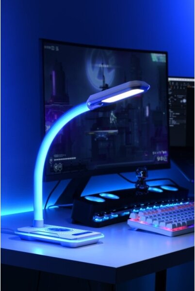 Immax 08989L - LED RGBW Stmievateľná stolná lampa s Qi nabíjaním 30W/230V čierna