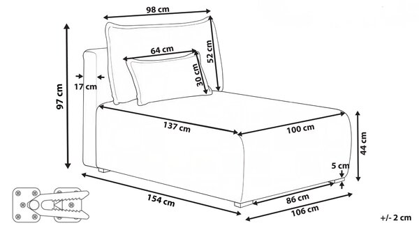Leňoška béžová buklé čalúnenie modulárna s vankúšom moderný minimalistický štýl obývačka