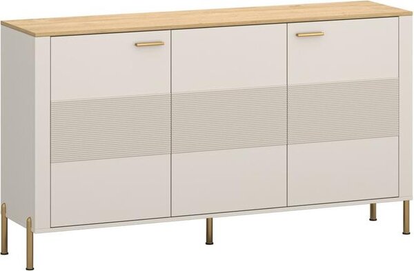 Kondela Trojdverová komoda Runol 3D - kašmír / dub kamenný