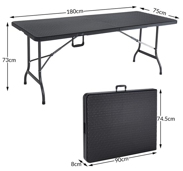 Ratanový stôl 180x75x73cm - čierny