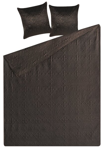 Posteľná prikrývka hnedá polyesterová látka 160 x 220 cm s 2 vankúšmi 45 x 45 cm prehoz na posteľ súprava do spálne