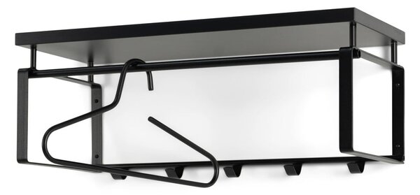 Čierny kovový nástenný vešiak s poličkou 70 cm Rex – Spinder Design