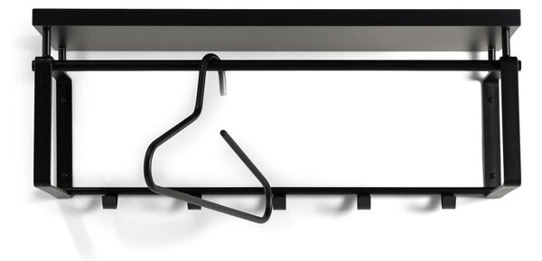 Čierny kovový nástenný vešiak s poličkou 70 cm Rex – Spinder Design
