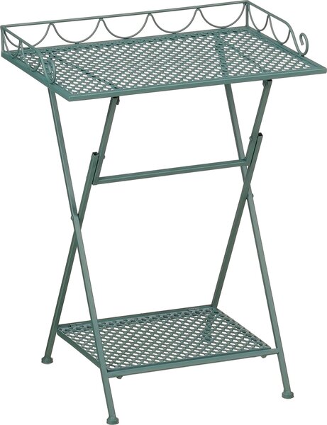 Mica Decorations Marseille balkónový stolík – polička na rastliny – 50 x 38 x 68 cm – odkladací stolík – odolný voči poveternostným vplyvom – balkónový nábytok – zelený