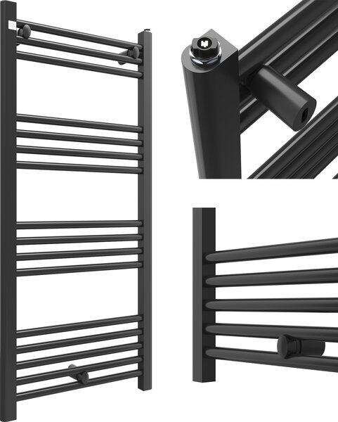 Granitan | Kúpeľňový radiátor PUERTO - 50/110 cm - čierny - moderný dizajn - ohrievač uterákov
