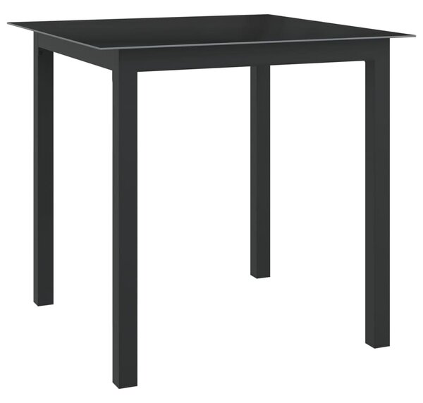 Maison Exclusive – Záhradný stôl, čierny, 80 x 80 x 74 cm, hliník a sklo