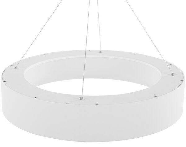 Závesná lampa biela oceľová integrované LED svetlo okrúhle elegantné svietidlo moderný glamour dizajn