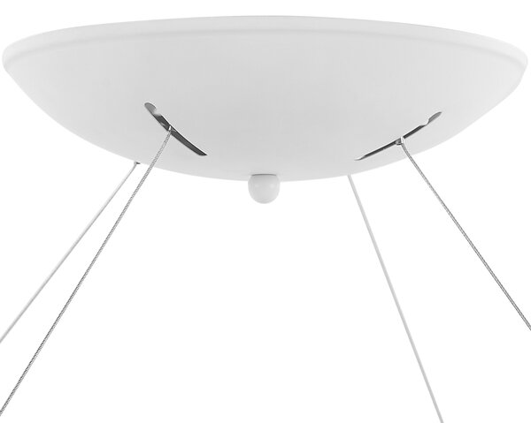 Závesná lampa biela oceľová integrované LED svetlo okrúhle elegantné svietidlo moderný glamour dizajn
