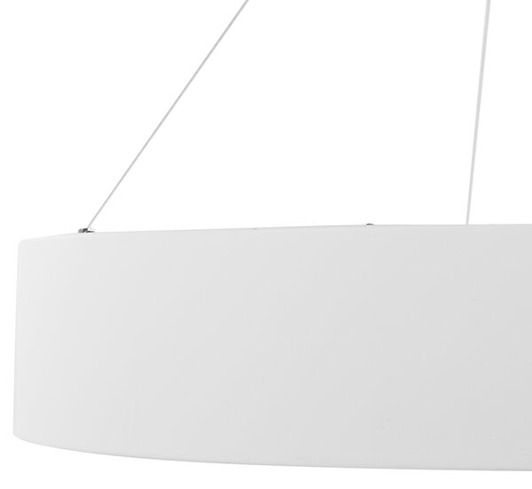 Závesná lampa biela oceľová integrované LED svetlo okrúhle elegantné svietidlo moderný glamour dizajn
