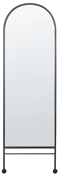 Nástenné zrkadlo čierne železo sklo 45 x 145 cm oválne závesné dekorácie moderný minimalistický štýl obývačka spálňa predsieň