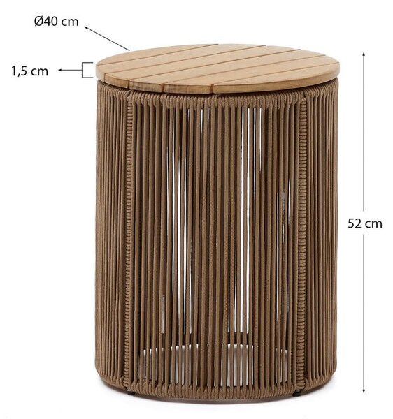 MUZZA Záhradný odkladací stolík dara Ø 40 cm prírodný