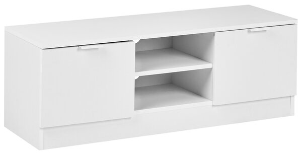 TV stolík biely drevotrieska 102 cm 2 skrinky 2 police úložný nábytok škandinávsky dizajn obývacia izba