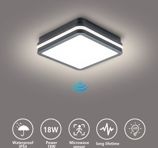 Brilagi - LED vonkajšie svietidlo so senzorom BENE LED/18W/230V 22x22 cm IP54
