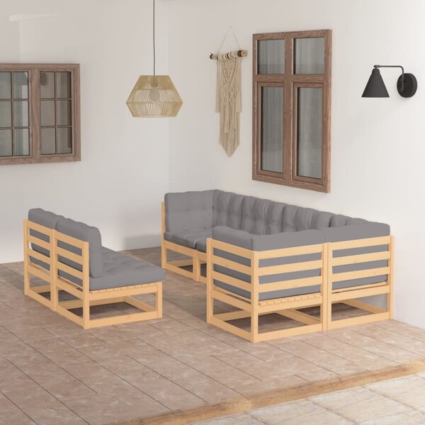 Maison Exclusive – 7-dielna záhradná súprava s vankúšmi z masívneho borovicového dreva