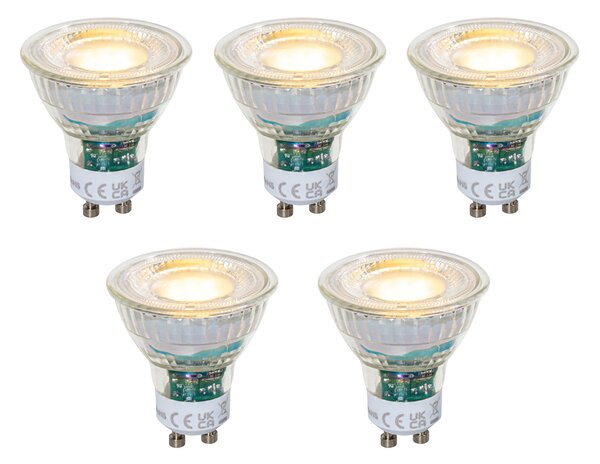 Sada 5 stmievateľných LED žiaroviek GU10 50 mm číra 2,5 W 450 lm 2700 K
