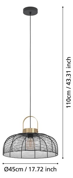 ZÁVESNÉ SVIETIDLO, 45/110 cm Eglo - Online Only bytové doplnky, Online Only