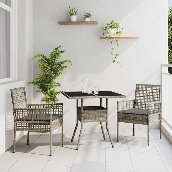 Maison Exclusive - Záhradný jedálenský set 3 pcs Sivá polyratan