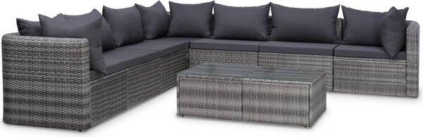 Maison Exclusive – 8-dielna záhradná súprava s poduškami z polyratanu, sivá
