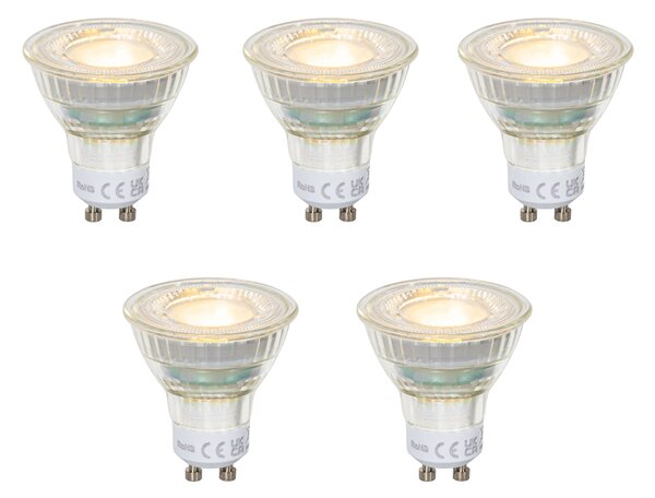 Sada 5 čírych LED žiaroviek GU10 50 mm 2,5 W 450 lm 2700 K