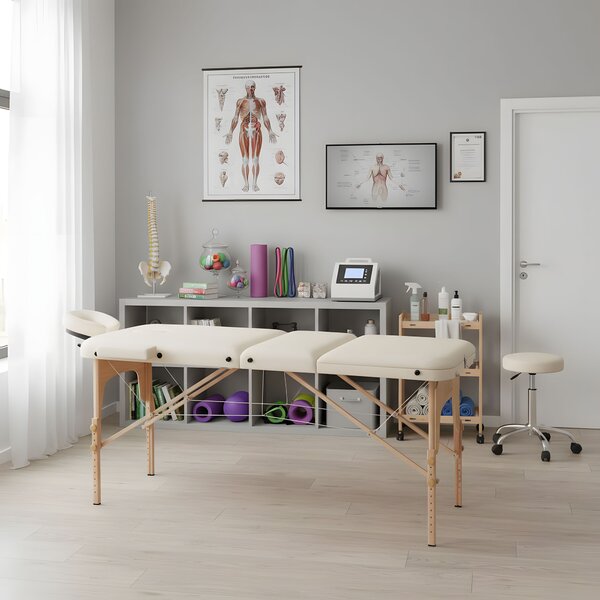 ModernHome Drevený masážny a rehabilitačný stôl 3-segmentový - skladací