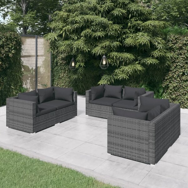 Maison Exclusive – 6-dielna záhradná súprava s vankúšmi Poly Rattan Grey
