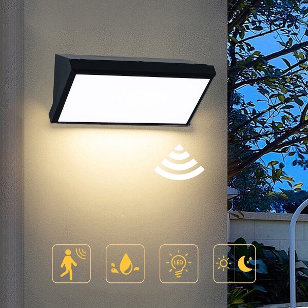 Brilagi - LED vonkajšie nástenné svietidlo so senzorom TRIANGLE LED/20W/230V čierne