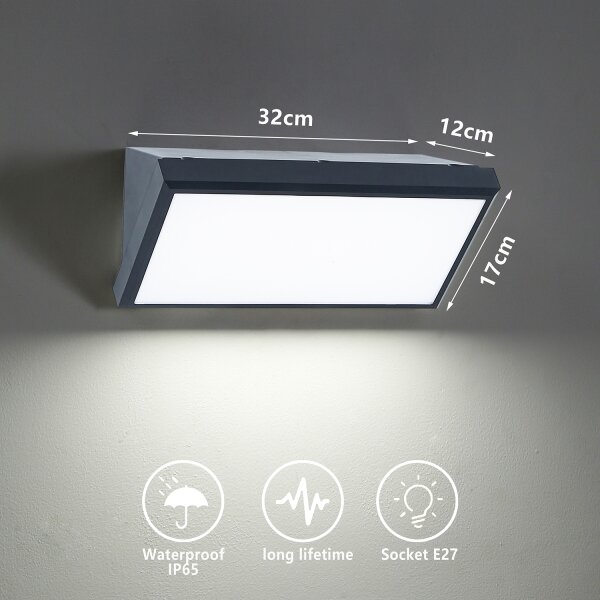 Brilagi - Vonkajšie nástenné svietidlo TRIANGLE 1xE27/60W/230V antracit IP65