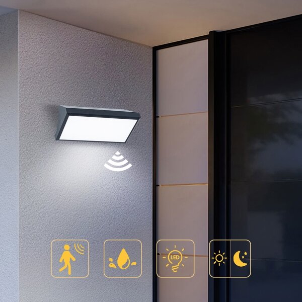 Brilagi - LED vonkajšie nástenné svietidlo so senzorom TRIANGLE LED/20W/230V antracit