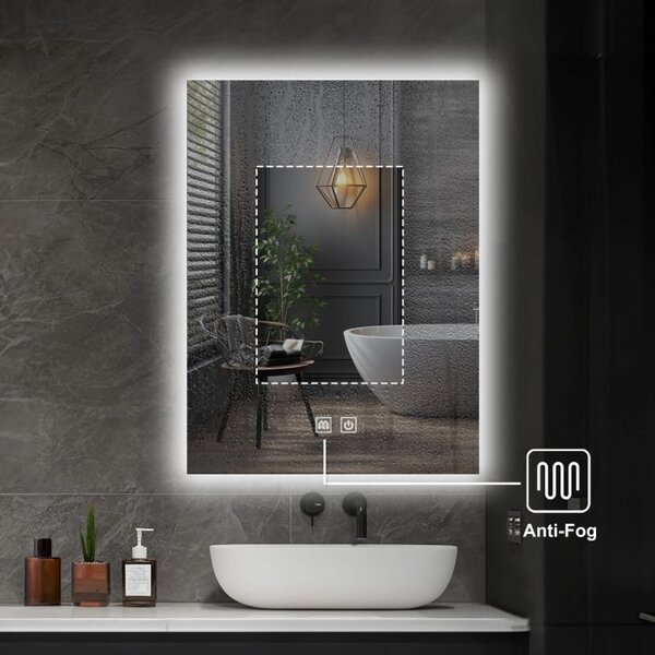 Kúpeľňové zrkadlo s LED, odmlžovaním a stmievaním 70x50 cm