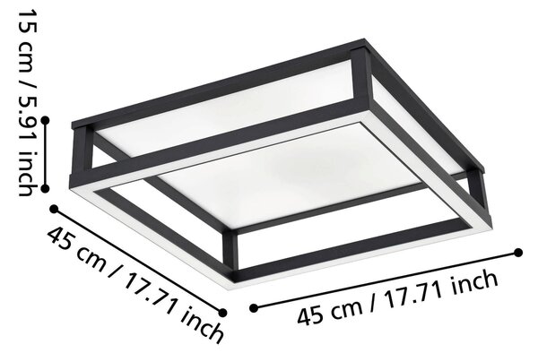 STROPNÉ SVIETIDLO, 45/45/15 cm Eglo - Online Only bytové doplnky, Online Only