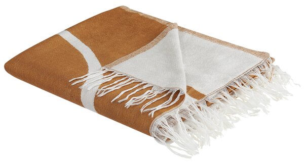 Deka oranžová polyester akryl 130 x 170 cm abstraktný obojstranný vzor moderný štýl obývačka spálňa