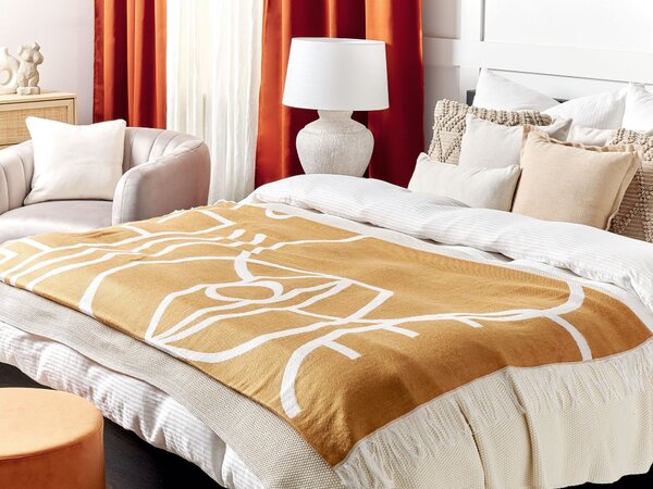 Deka oranžová polyester akryl 130 x 170 cm abstraktný obojstranný vzor moderný štýl obývačka spálňa