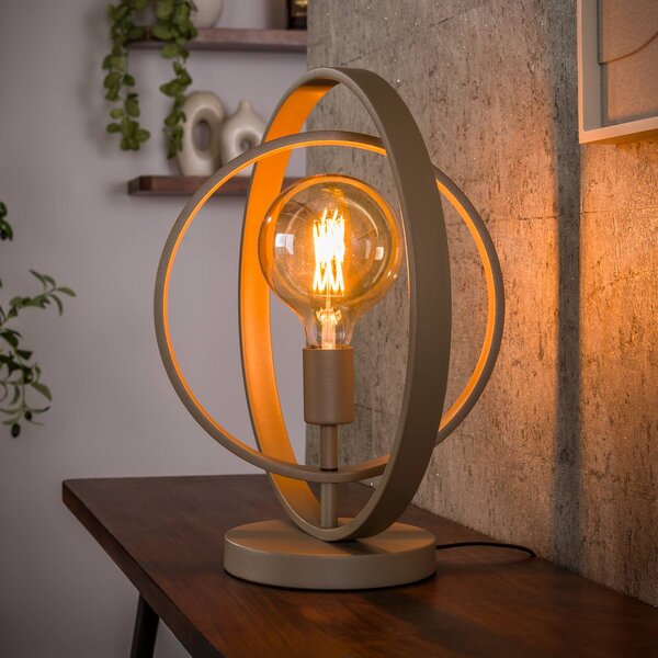 Stolová lampa Turn Around, béžová, výška 43 cm, kov, E27, Krémová / jantárovo žltá, Obývacia izba / jedáleň, kov, Moderný, Stojacie svietidlo