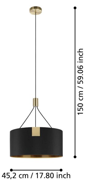 ZÁVESNÉ SVIETIDLO, 45/150 cm Eglo - Online Only bytové doplnky, Online Only