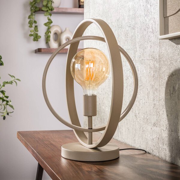 Stolová lampa Turn Around, béžová, výška 43 cm, kov, E27, Krémová / jantárovo žltá, Obývacia izba / jedáleň, kov, Moderný, Stojacie svietidlo