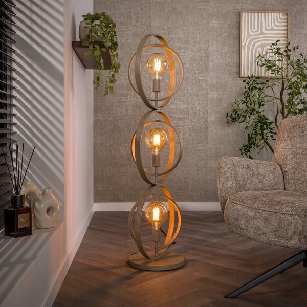 ZIJLSTRA Stojacia lampa Turn Around, béžová, 3-pl., výška 124 cm, E27, Krémová / jantárovo žltá, Obývacia izba / jedáleň, kov, Moderný, Stojaca lampa