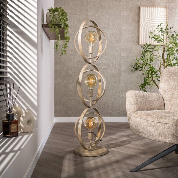 ZIJLSTRA Stojacia lampa Turn Around, béžová, 3-pl., výška 124 cm, E27, Krémová / jantárovo žltá, Obývacia izba / jedáleň, kov, Moderný, Stojaca lampa