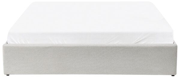 Posteľ s roštom svetlobéžová polyesterové čalúnenie s úložným priestorom 160 x 200 cm moderný dizajn