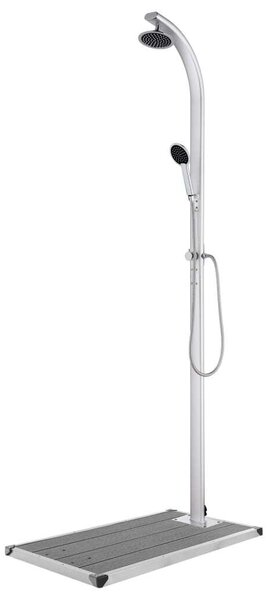 Maison Exclusive – Záhradná sprcha so sivou podlahovou doskou 220 cm, hliník