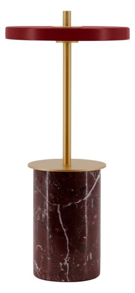 Červená mramorová LED stolová lampa so stmievačom s kovovým tienidlom (výška 25,5 cm) Asteria Move Mini – UMAGE
