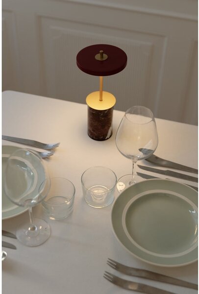Červená mramorová LED stolová lampa so stmievačom s kovovým tienidlom (výška 25,5 cm) Asteria Move Mini – UMAGE