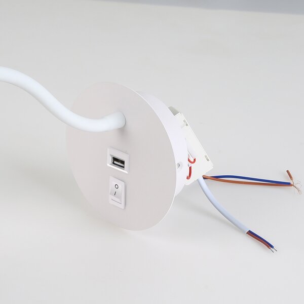 Brilagi - LED Flexibilná nástenná lampa s USB portom MAYA LED/3W/230V biela
