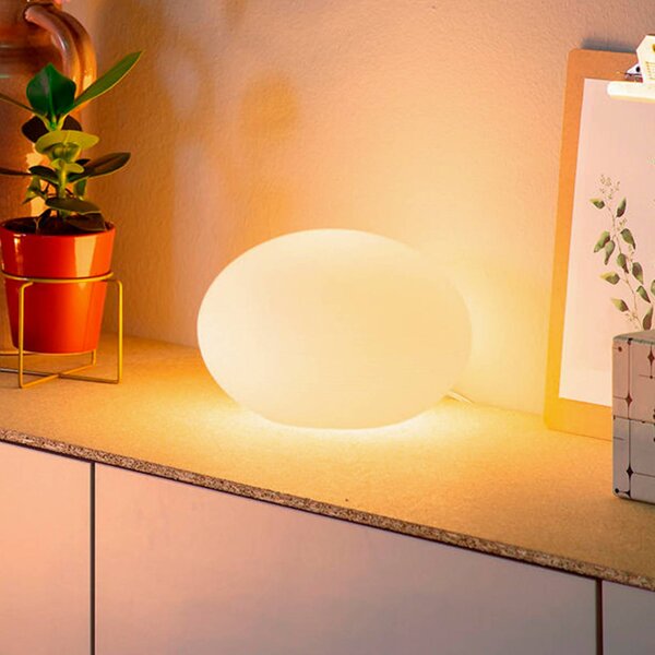 Inteligentní stolová LED lampa Philips Hue Flourish, biela, RGBW,, Biela / opálová, Obývacia izba / jedáleň, Sklo, Moderný, Guľa