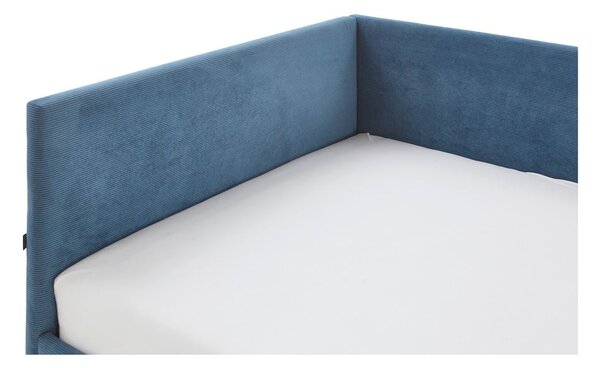 Modrá čalúnená rohová detská posteľ s úložným priestorom s roštom 120x200 cm Cool – Meise Möbel