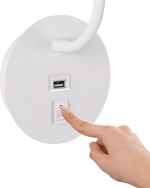 Brilagi - LED Flexibilná nástenná lampa s USB portom MAYA LED/3W/230V biela
