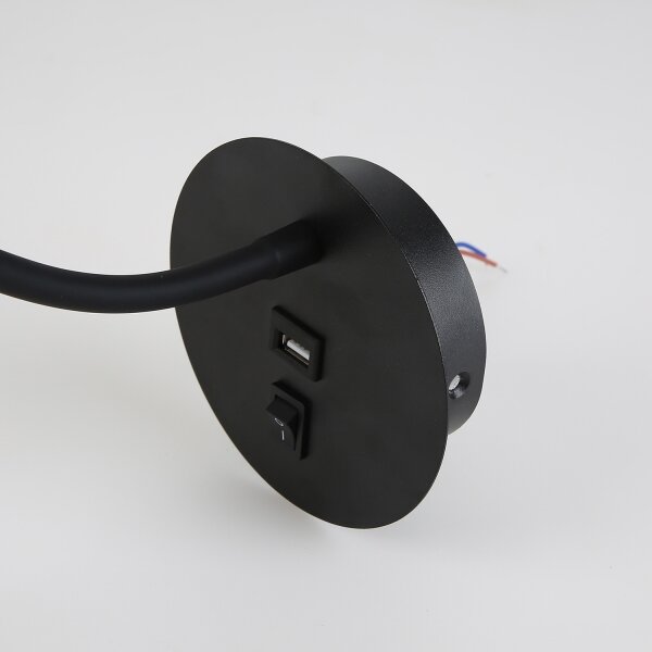 Brilagi -LED Flexibilná nástenná lampa s USB portom MAYA LED/3W/230V čierna/zlatá